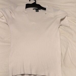 Forever 21 White Ribbed Blouse